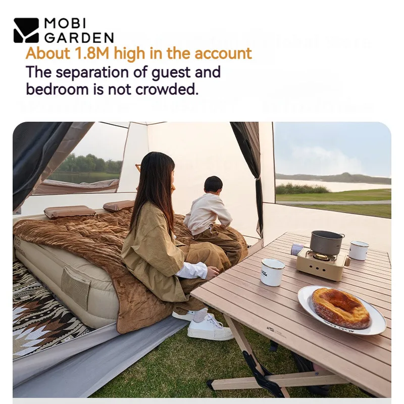 MOBI GARDEN Holiday Mountain Residence 10.9 Vinyl Coated Black One Touch Automatic Tent Outdoor Camping Hiking Waterproof Tent