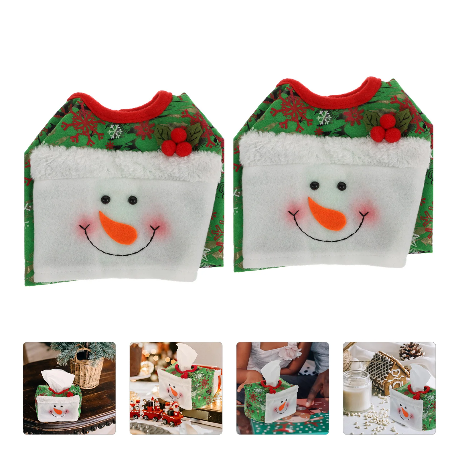 2 Pcs Christmas Tissue Box Handkerchief Case High Grade Non Woven Cloth Easy Wash Exquisite Home Decor Gift Environmental