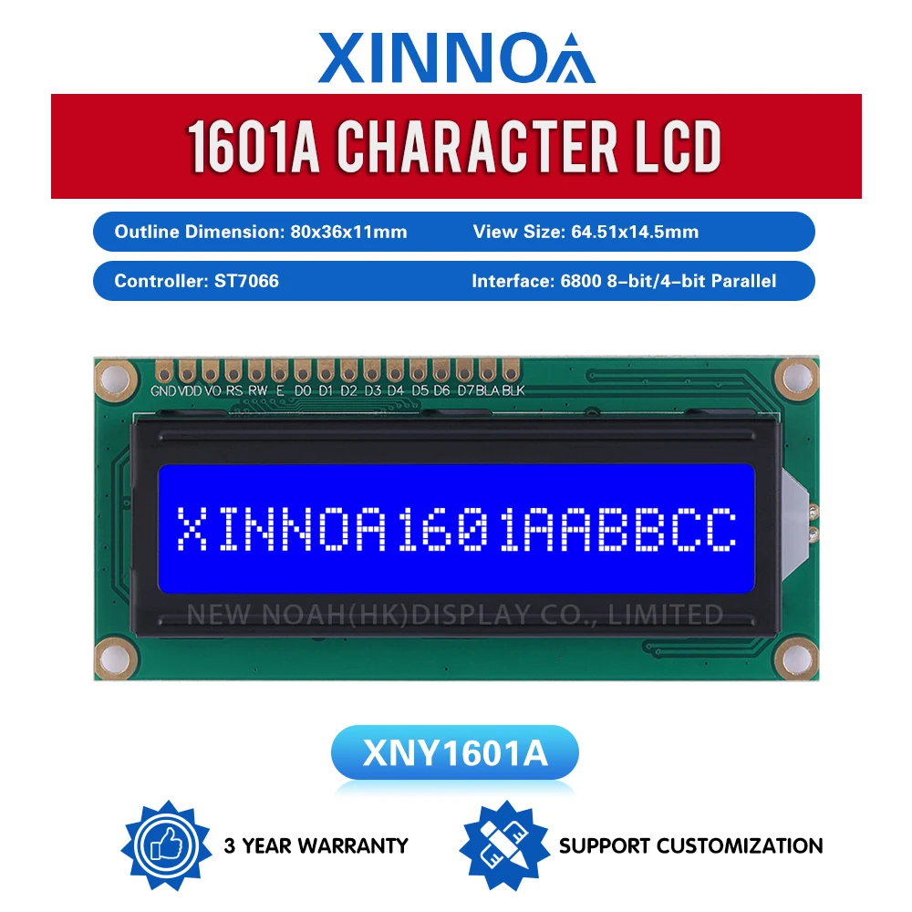 Blauer Film weiße Buchstaben 1601a Zeichen Punkt matrix Bildschirm 01x16 LCD 16*1 1601 16x1 Controller st7066 Support Schema Entwicklung