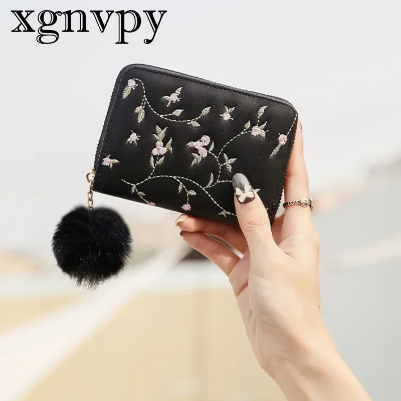 xgnvpy Women's Wallet PU Leather Women's Wallet Made of Leather Women Purses Card Holder Foldable Portable Lady Coin Purses