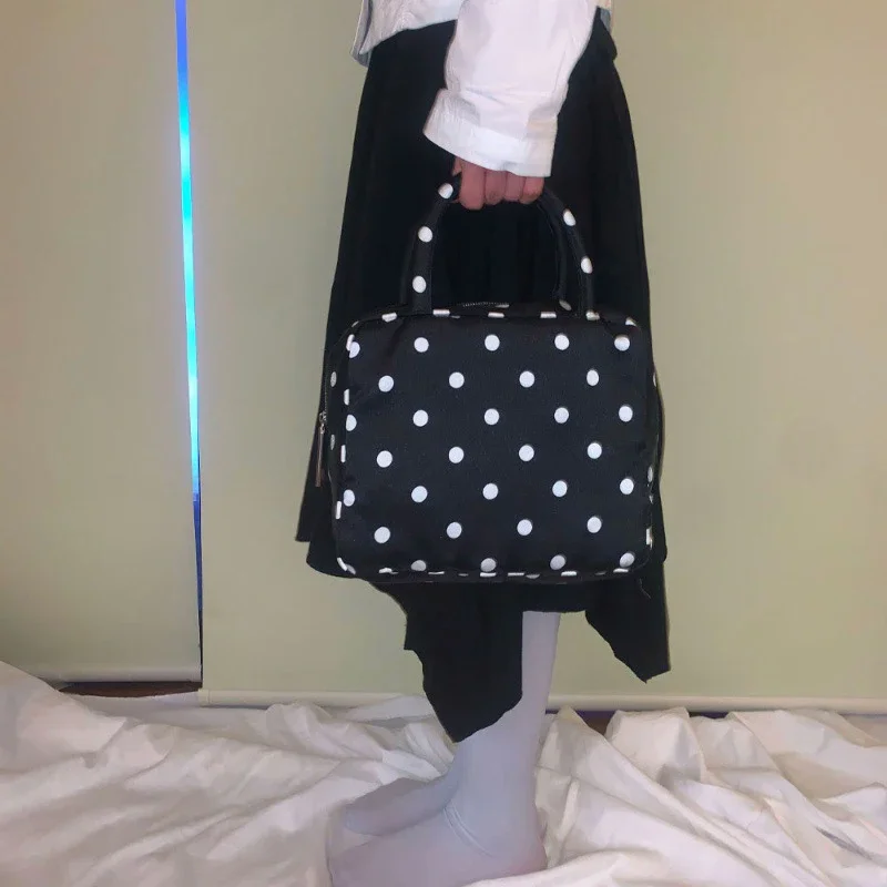 Wave Point Handbag Female Vintage Y2K Korean Popular Bag Women Outdoor Travel Makeup Storage Pouch Students Niche Design Bag New