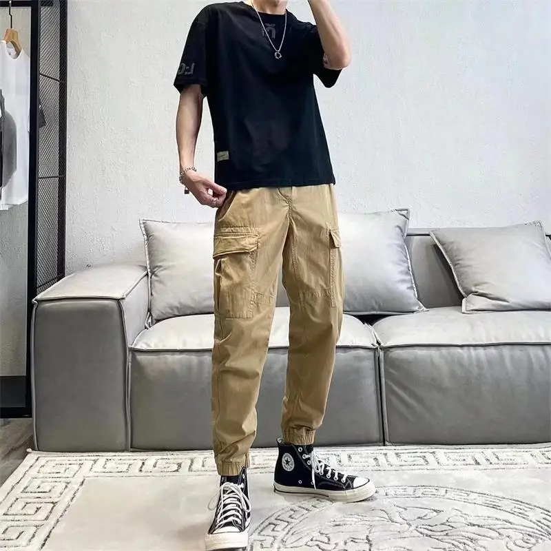 

Men's Casual Loose Fit Workwear Pants Spring Season Trendy Brand Korean Sle Nine-Foot Slimming Trousers Youthful Energy