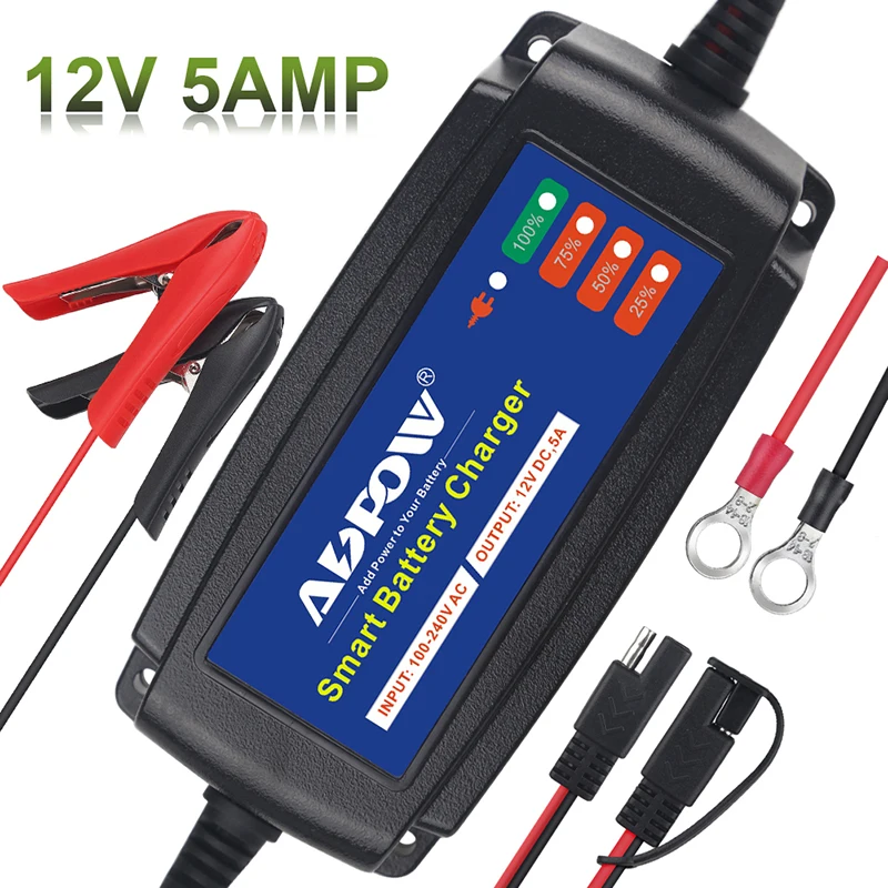 Car Battery Charger Power 12V 5AMP Automatic Puls Repair Chargers Accessories Auto Moto Lead Acid Smart Charging With Indicator