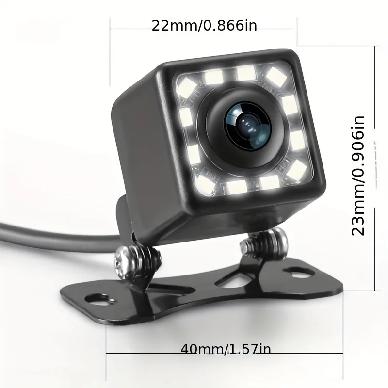 HD Night Vision 12 LED Car Backup Camera - Fit for Cars, Trucks & RVs, Durable CMOS Reverse Parking Aid