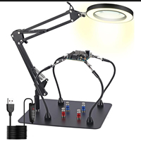 10X LED Magnifying Glass with Magnetic Base 3 Color Modes Adjustable Soldering Station with Stand for Electronics/Jewelry Repair
