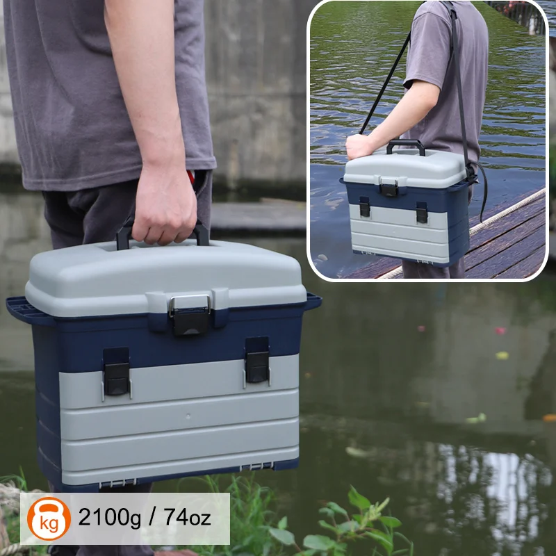 Ackibbik 1 große Box mit Schubladen, große Angelbox, Organizer und Aufbewahrung, große Aufbewahrungsbox für die Organisation mit drei Schubladen