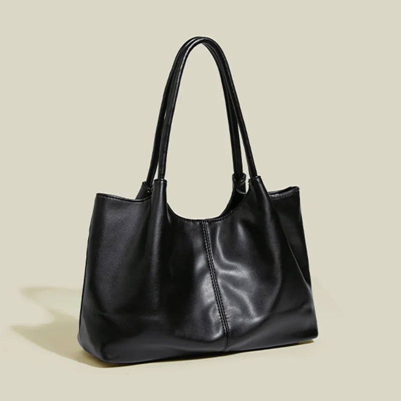 

Simple White Shoulder Bag 2026 Women's PU Leather Soft Underarm Tote Bag School Large Capacity Bag Full Student Shopping Handbag