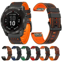 Quickfit 22 26mm For Garmin Fenix 7X 7 6X 6 5X Strap Silicone+Leather Bracelet For Epix Gen Pro 2 47 51 Forerunner 955 Strap