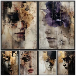 Abstract Girl Woman Portrait Poster Modern Wall Art Canvas Painting Posters Home Decor Wall Pictures For Living Room Unframed