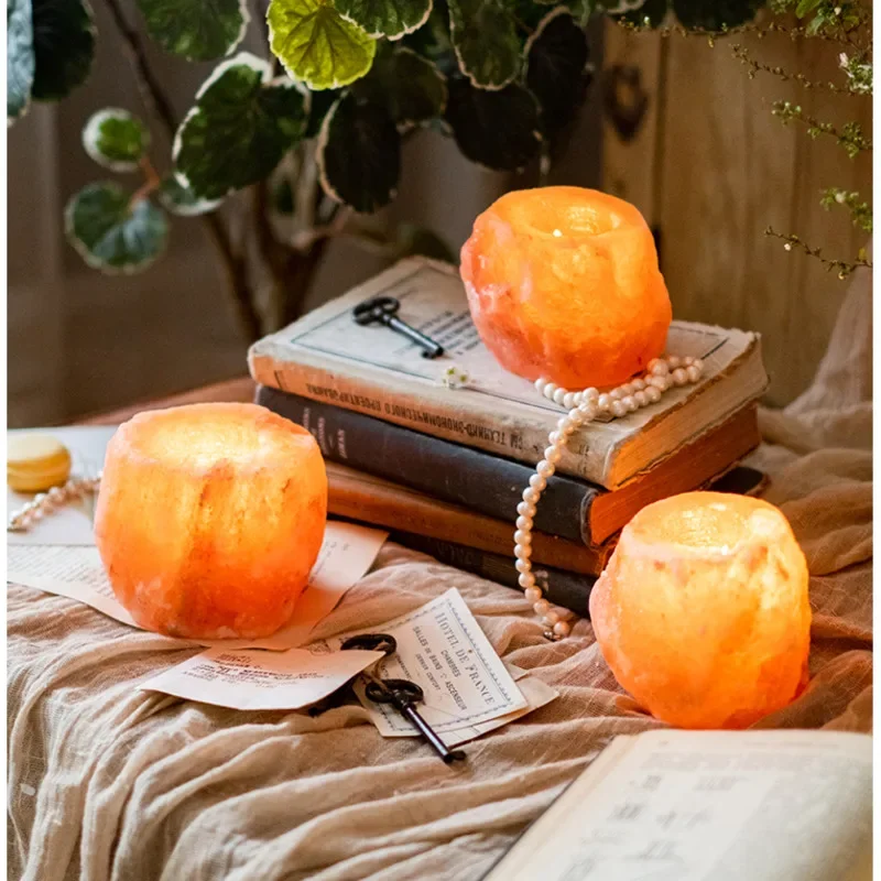 Nordic Candle Stand Natural Rose Mineral Salt Incense Holder Romantic Dinner Candlelight Lamp Versatile Scene Decorative Gifts