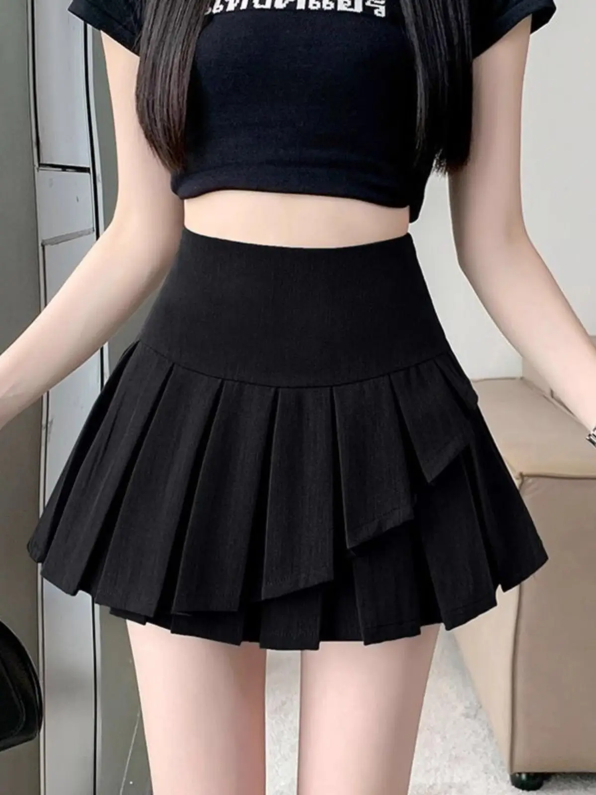 Korean Style High Waist A-Line  Skirt Women's Summer New Sweet Asymmetrical Short Skirt Lengthening Legs High End Feeling