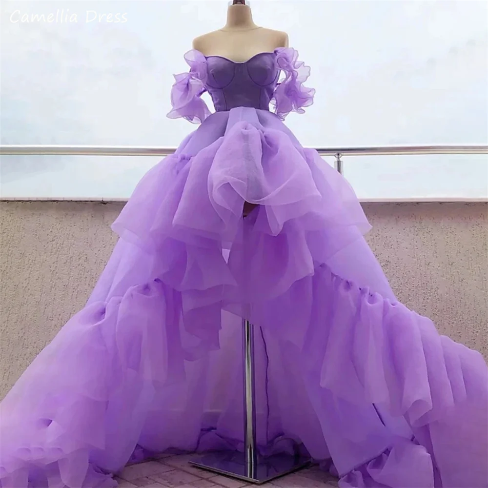 Princess Purple Off The Shoulder Prom Dresses Gorgeous Ball Gown Prom Evening Dresses Plus Size Robes De Soirée فستان سهرة