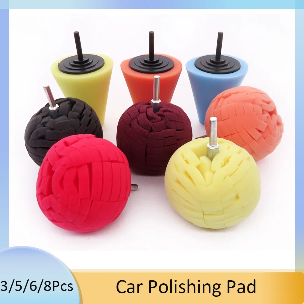 Car Polishing Pad Buffing Foam Sponge Pad Cone Polisher Buffer Pad Automotive Waxing Kit for Car Wheel Hub Headlight Polishing