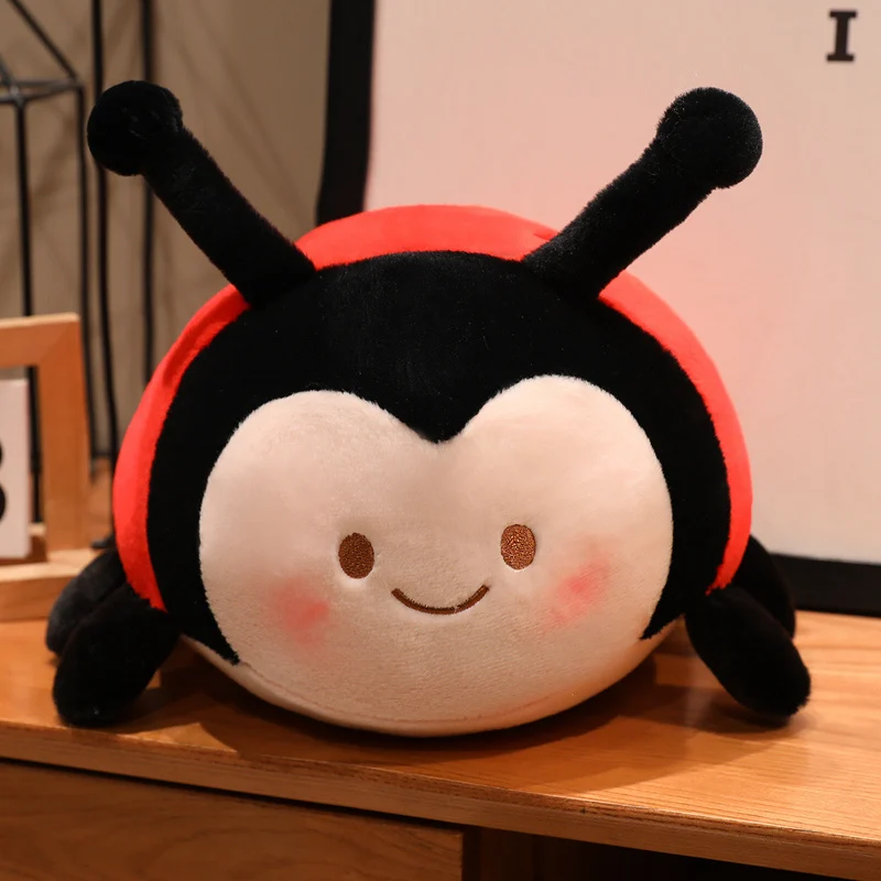 New Cute Ladybug Plush Toy Cartoon Seven-Spotted Lady Beetle Doll Kawaii Insect Backpack Pendant Soft Animal Stuffed Pillow