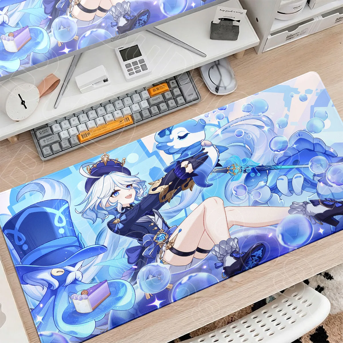 Laptop 90x40cm Mice Mat Genshin Impact Furina Carpet Anime Gamer Mousepad HD Printing Office PC Extend Table Kawaii Keyboard Pad