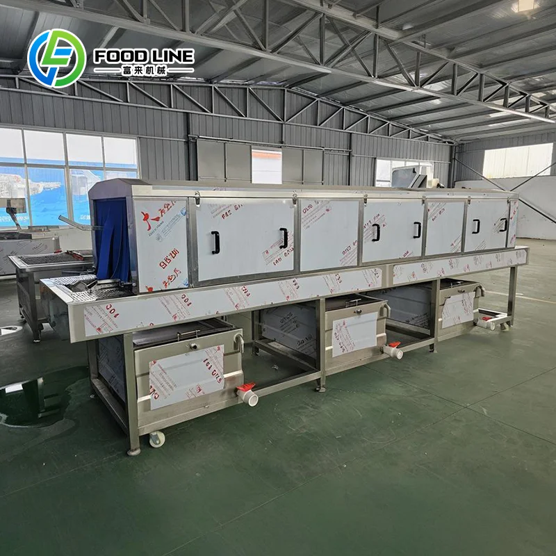 High-Capacity Automatic Crate Washing Machine Commercial Food Tray Basket Cleaning Tunnel Equipment FL Customized