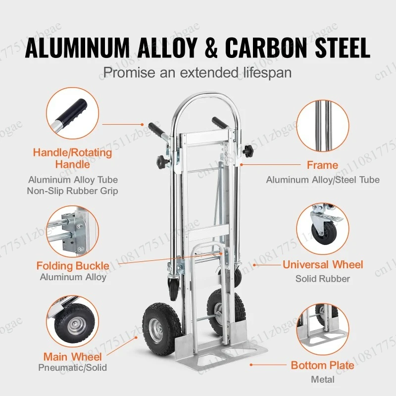 Aluminum Folding Hand Truck Heavy   Collapsible Dolly Cart  Duty for Moving in Warehouse Supermarket