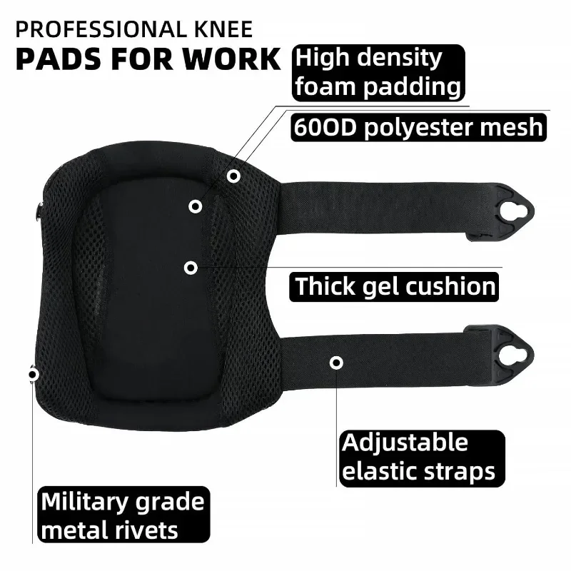 Knee Brace Professional Work Knee Brace Gel Construction with Safety Dual Straps Adjustable Knee Brace Tool for Men Women