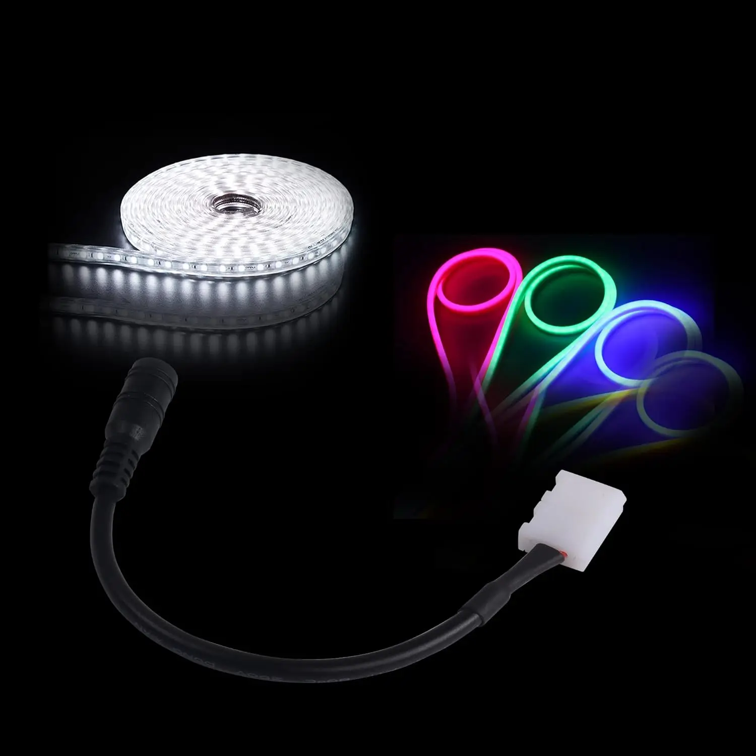 2-pinowy złącze LED DC 5.5mm x 2.1mm wtyk żeński do 2-pinowego bezlutownego listwa oświetleniowa o szerokości 8/10mm do 3528 5050 taśmy LED listwa