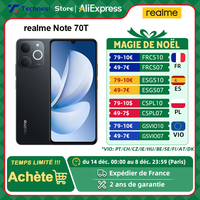 Global Version realme Note 70T AI Smartphone 6.75-inch 90Hz Screen 6000mAh Battery 13MP Al Camera Octa-core Chipset IP54