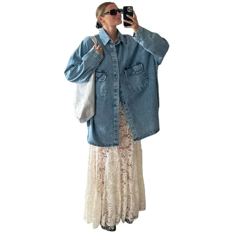 

Fashion Lace Long Skirts for Women High Waist See Through Sexy Skirt Versatile Solid Color Loose Casual Autumn Winter New Spring