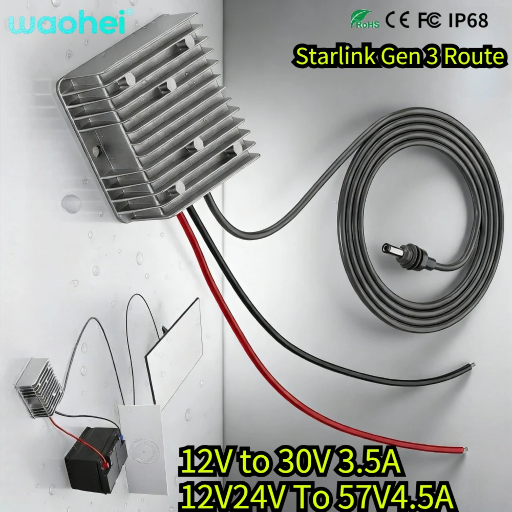

DC-DC Step-up Converter 12V to 30V 3.5A 12V 24V To 57V 4.5A 10V-30V to 57V For Starlink Gen 3 Route Mini powering Supply Adapter