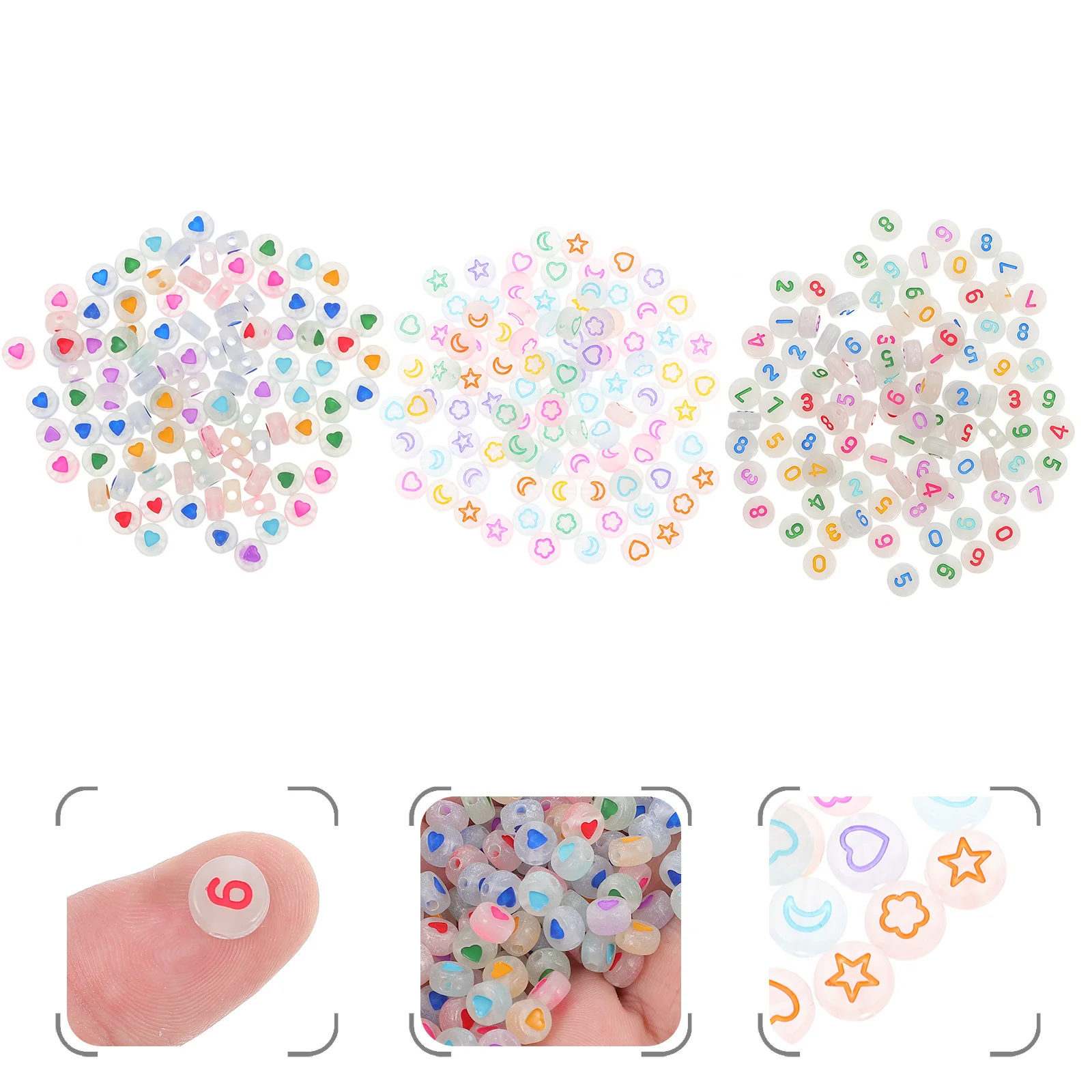 

300pcs Night Glow Acrylic Beads Luminous Spacer Loose Beads For Diy Jewelry Making Craft Accessories Smooth Hole Durable Use