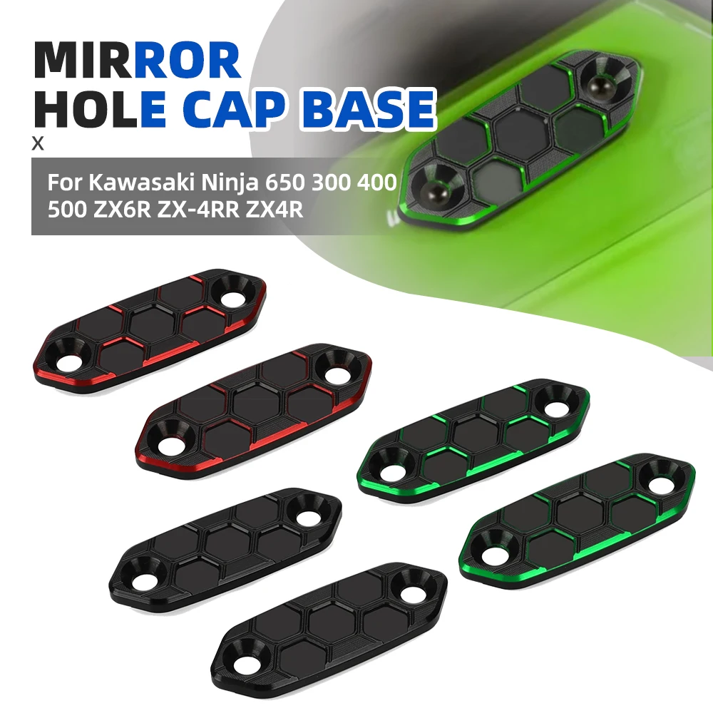 

For Kawasaki Ninja 650 300 400 500 ZX6R ZX-4RR ZX4R Motorcycle Rear View Mirror Hole Cap Block Off Base Plates Cover Decorative