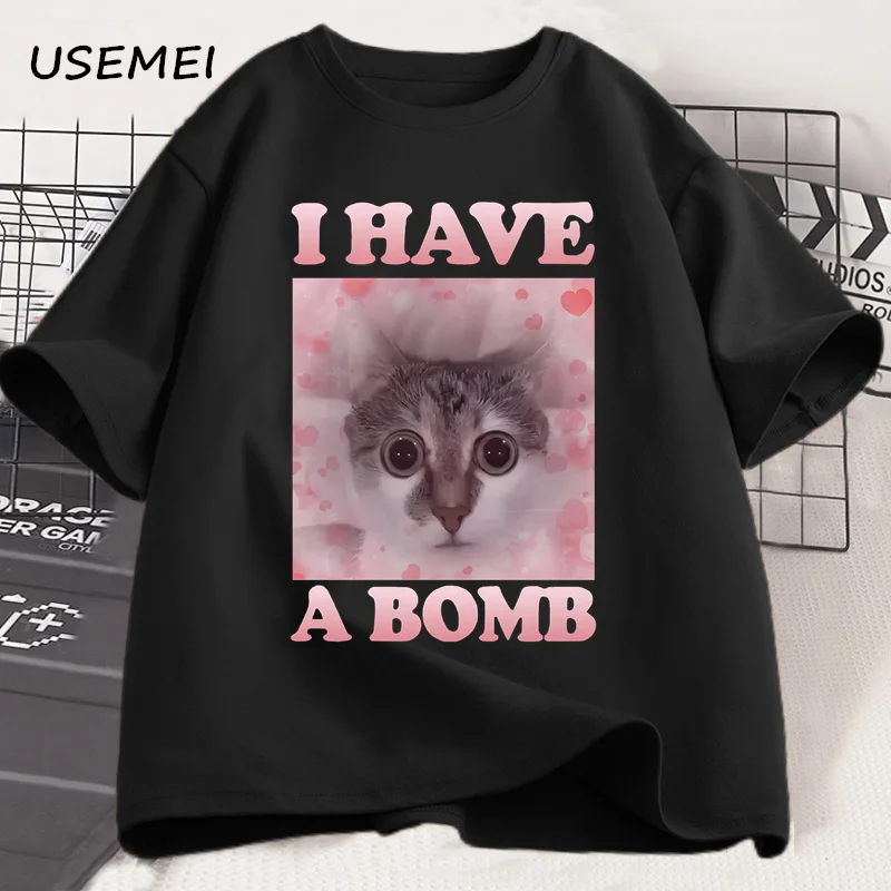 I Have A Bomb Funny Cat Dank Meme Tee Shirt Men Women Cat Lover Unhinged T-shirt Ugly T Shirts Casual Short Sleeve Mens Clothes - Image 3