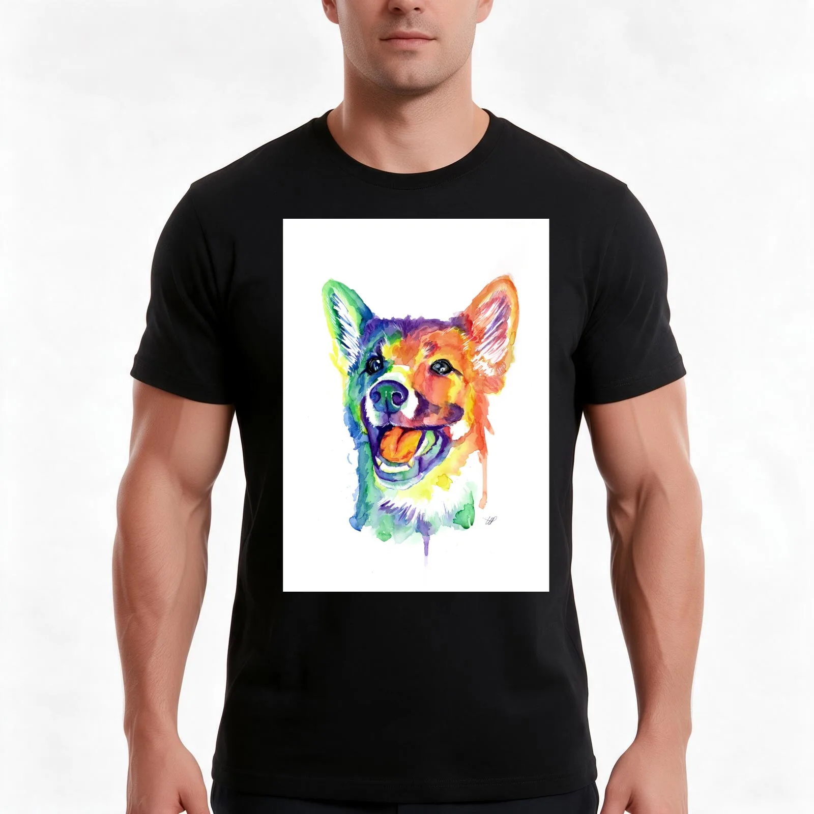 Rainbow Dingo by @Hayley_Artistry T-Shirt Summer Casual Cotton Tee Oversized Streetwear Tops Vintage Graphic Print