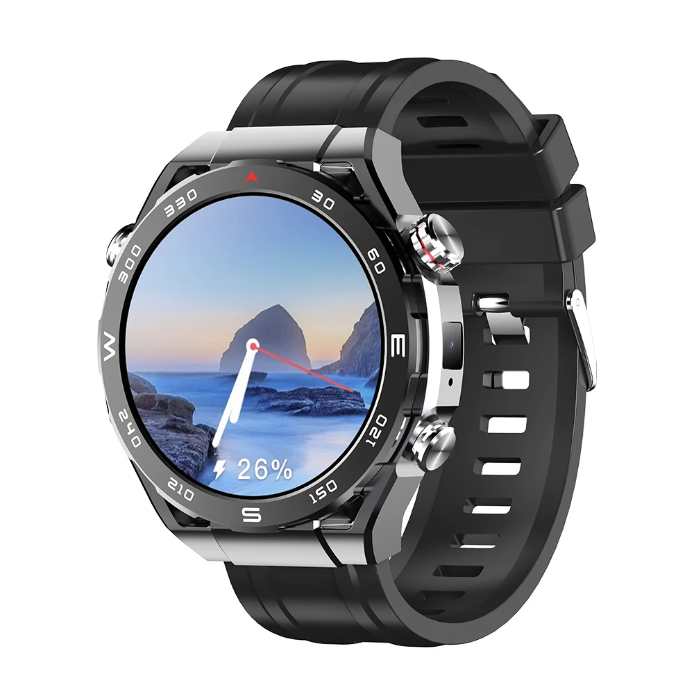 NEW Android Smart Watch 4G SIM Card 1.43'' AMOLED Screen GPS WIFI Side Camera Video Call Google Play Smartwatch