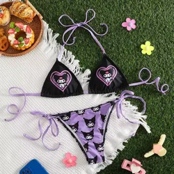 2 szt. HelloKitty bikini zestaw dziewczyny seksowne stroje kąpielowe plażowe stroje kąpielowe letnie kobiety biustonosz krótkie modne bikini odzież strój kąpielowy