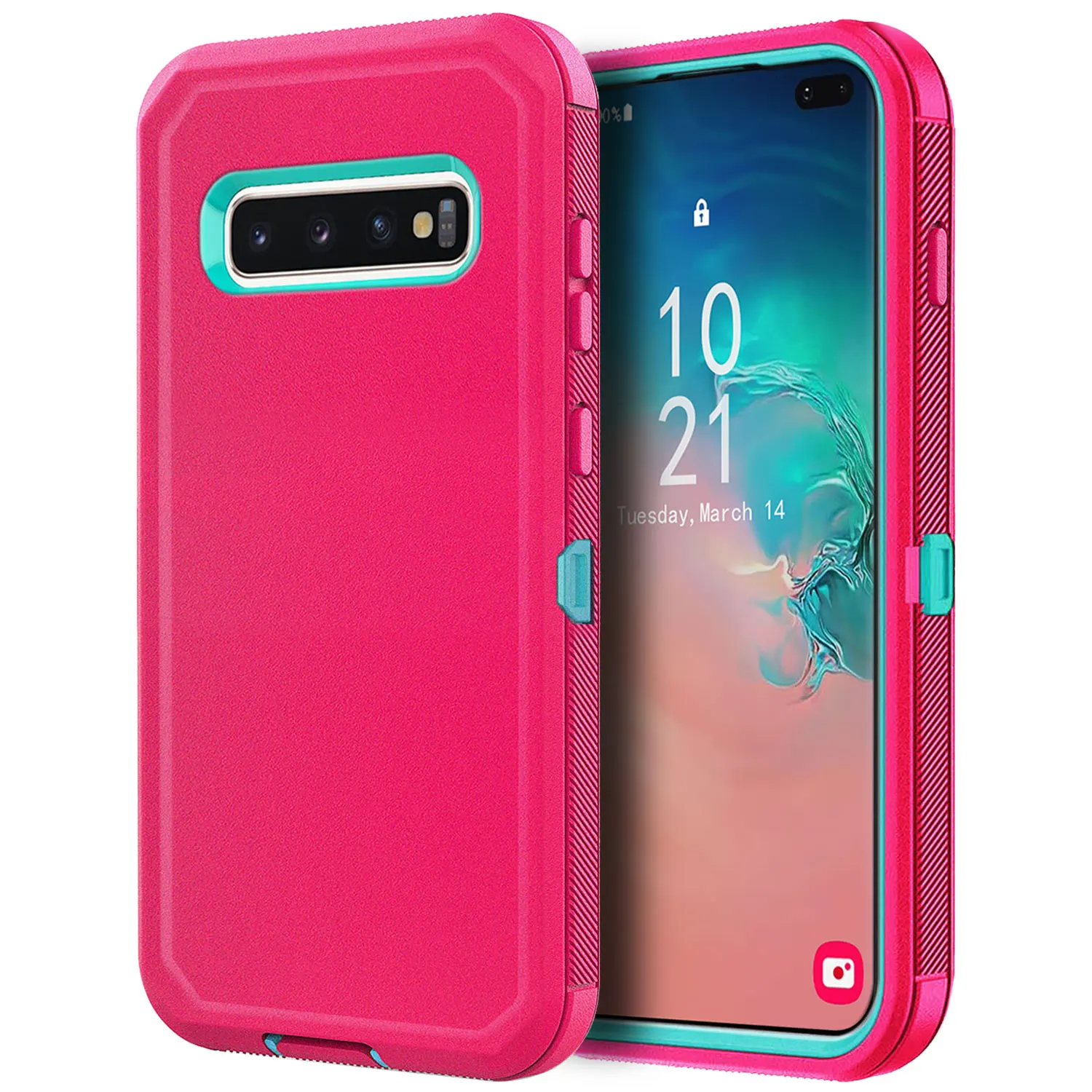 

Pink For Samsung Galaxy S10+ Plus S10 S10E Case Heavy Duty Shockproof Hard Protective Rugged Hybrid 3in1 Layers Phone Cover