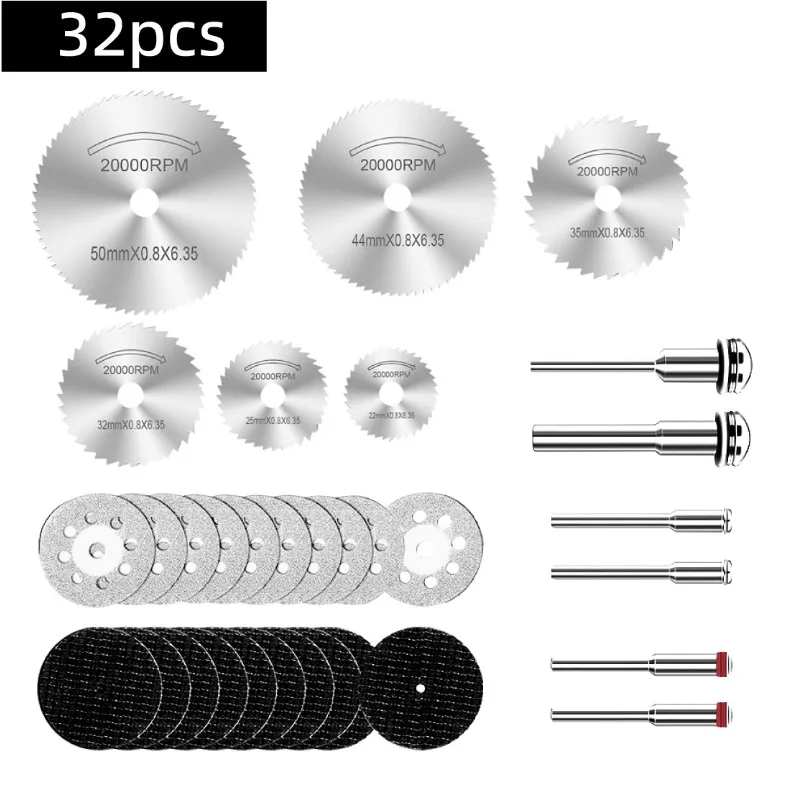 Diamond Cutting Discs, Grinding Discs, HSS Woodworking Saw Blades & Resin Double-Mesh Grinding Wheel Set - Electric Grinder