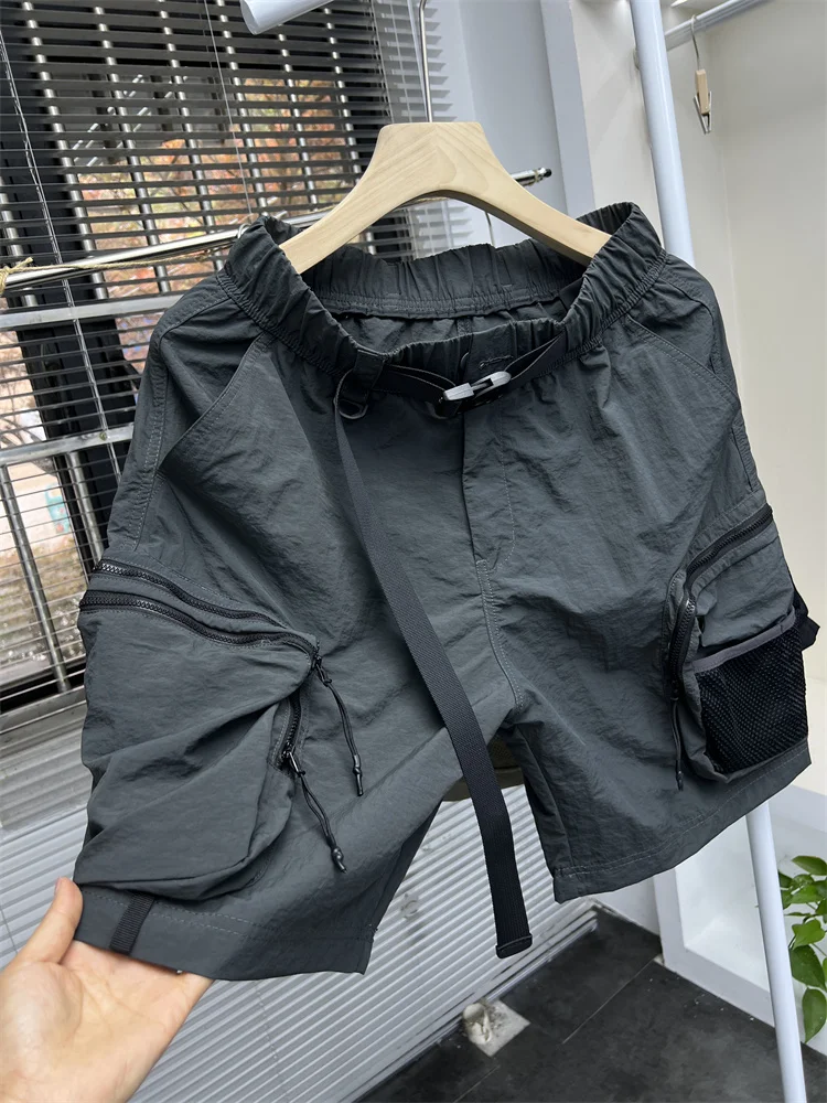 夏のメンズ Faion ルーズフィットストレートレッグアウトドアワークウェアオーツ複数のケットカジュアルパンツ 5 分の 1 の長さ