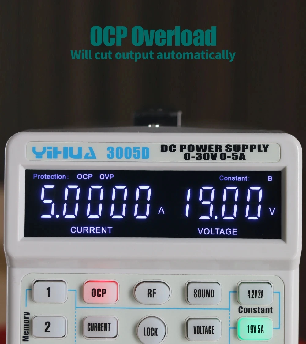 

YIHUA 3005D Digital DC Power Supply 0-30V 0-5A, Lab Grade with Memory Function & RF Detection