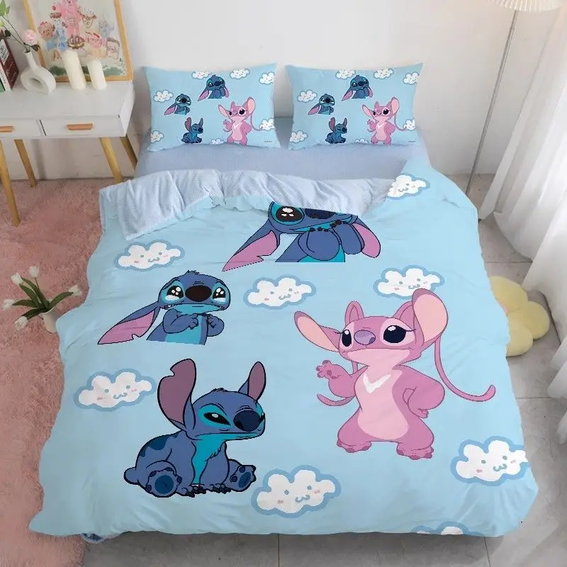 

Комплект постельного белья с пододеяльем Lilo & Stitch, детское мягкое покрывало по индивидуальному заказу, односпальное, полное, King Bed, комплект постельного белья