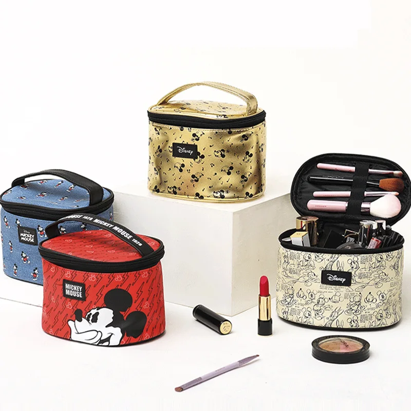 Disney PU Waterproof Makeup Bags Anime Mickey Mouse Donald Duck Pattern Travel Cosmetics Storage Bags for Women Handbag