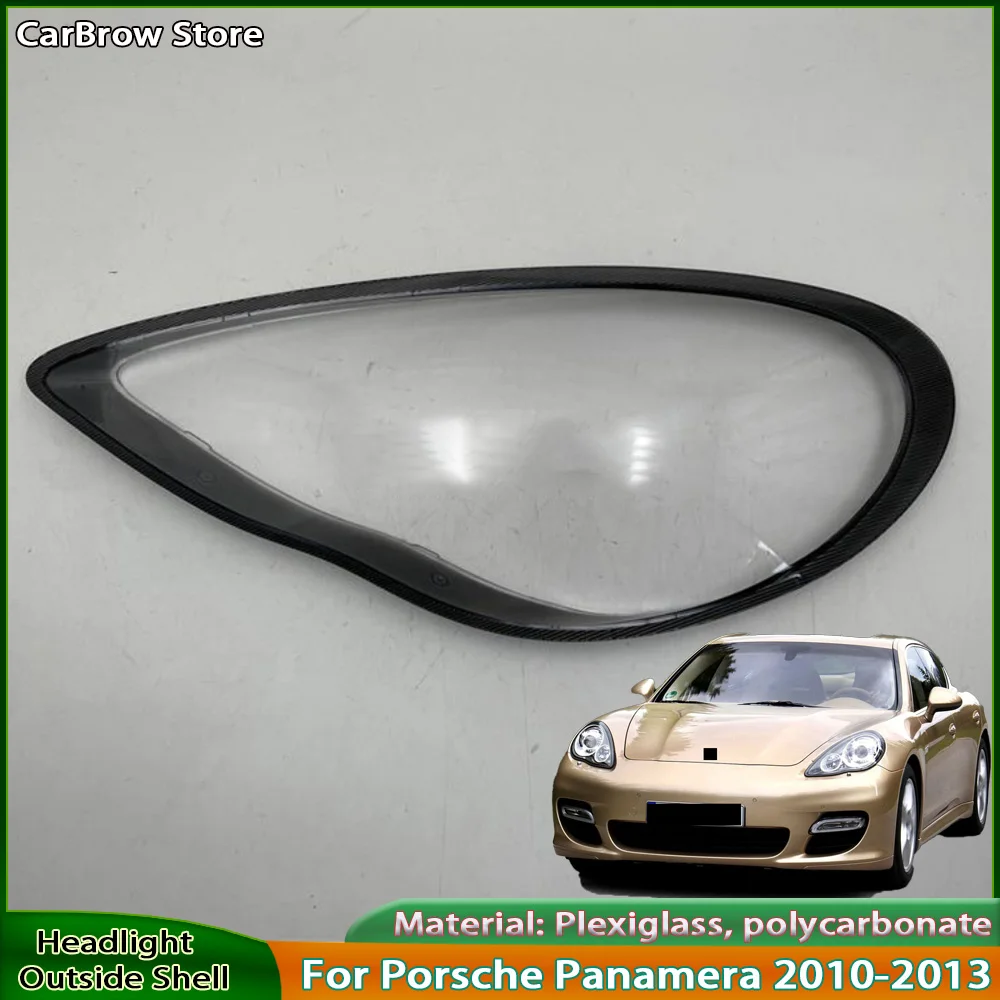 Headlamp Shell Transparent Plexiglass Outer Cover For Porsche Panamera 2010 to 2013 Gray edge Headlight Protective Cover