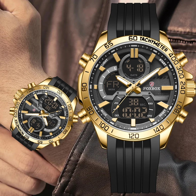 New FOXBOX Fashion Military Watches for Men Luxury Original Sports Chronograph ​Waterproof Quartz Wristwatch Relogios Masculino