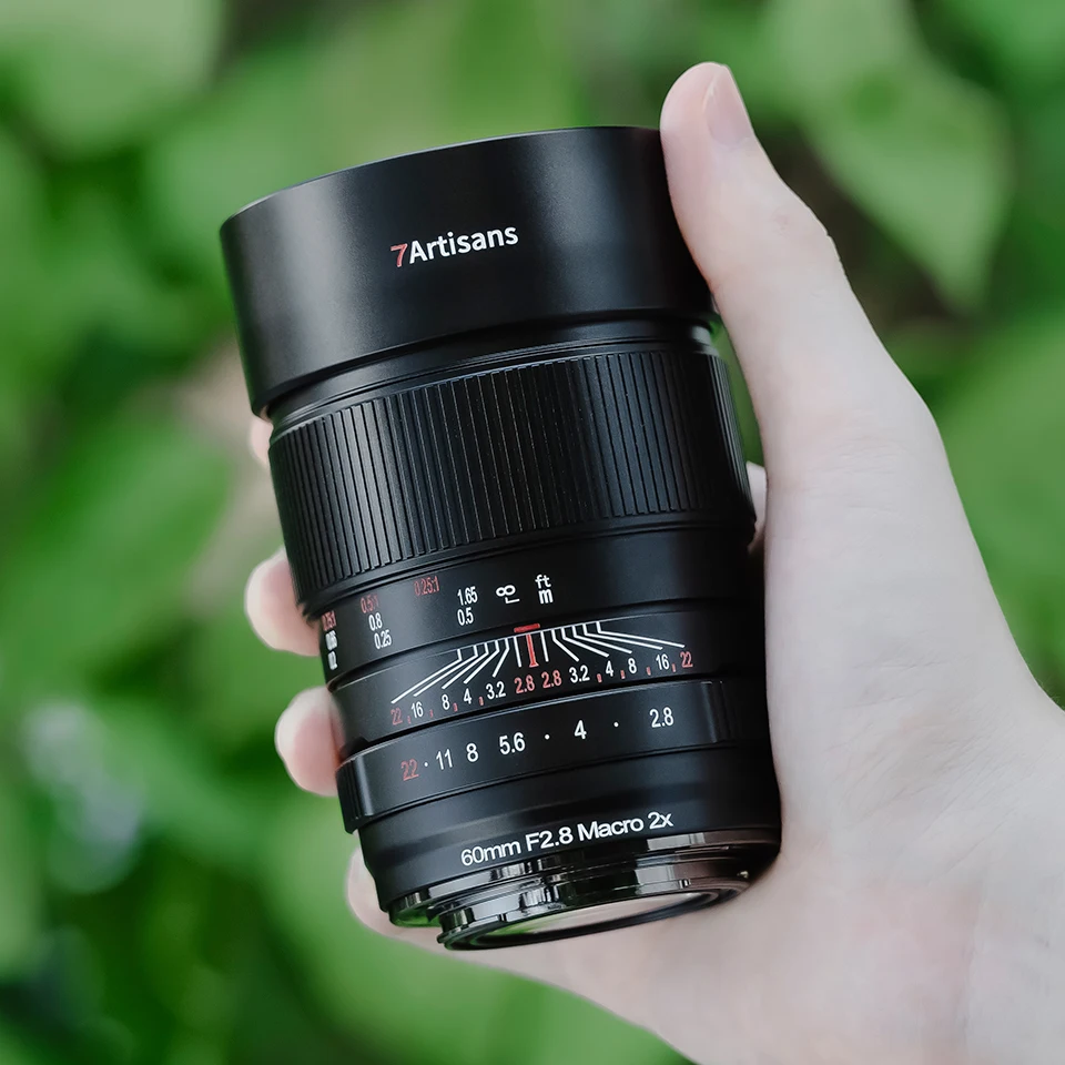Lente Macro de fotograma completo de 7artisans MF 60mm F2.8 Macro 2x lente para fotografía Macro con Sony A7III Nikon Z50 Canon R5