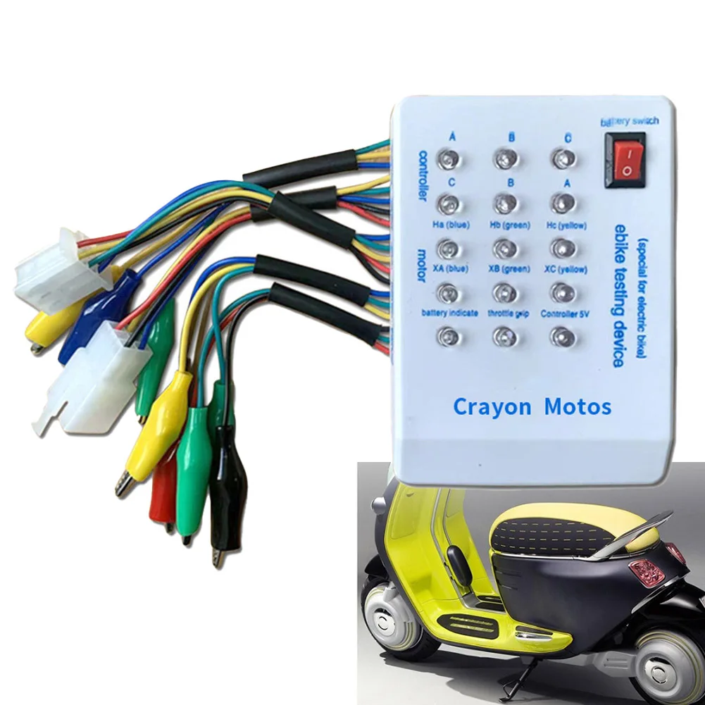 Electric Vehicle Brushless Motor Controller Tester 24V-72V Phase Angle Hall Handle Detection Tool For E-Bike Scooter For Battery