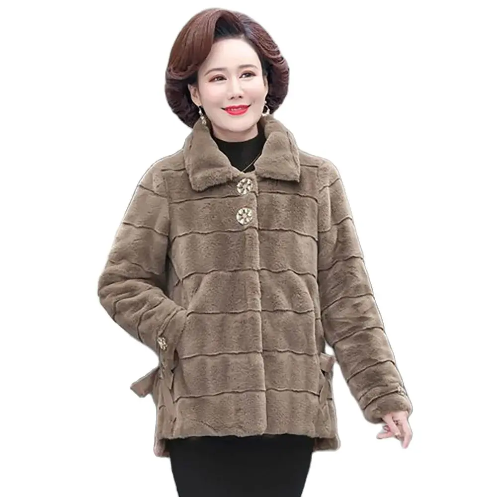 Fashion Mother Mink Velvet Imitation Fur Coat New Danish Ladies Loose Slim Temperament Casual Large Size Coat Female Tide