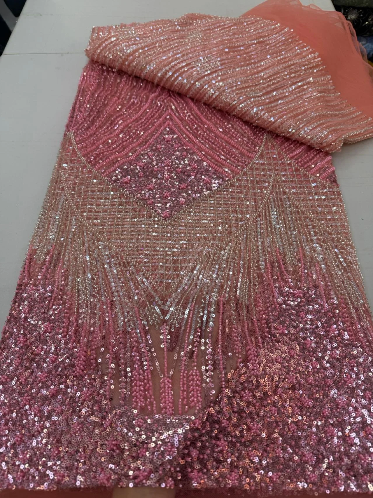 

African Nigerian Sequins Embroidery Tulle Lace Fabric High Quality Beads Stone Prom Dresses Sewing 5 Yards JY494 2025