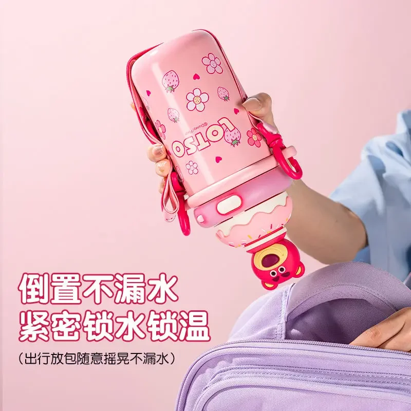 Lotso girls new creative personality cartoon can be carried on the back stainless steel double drink thermos cup holiday gift image 6