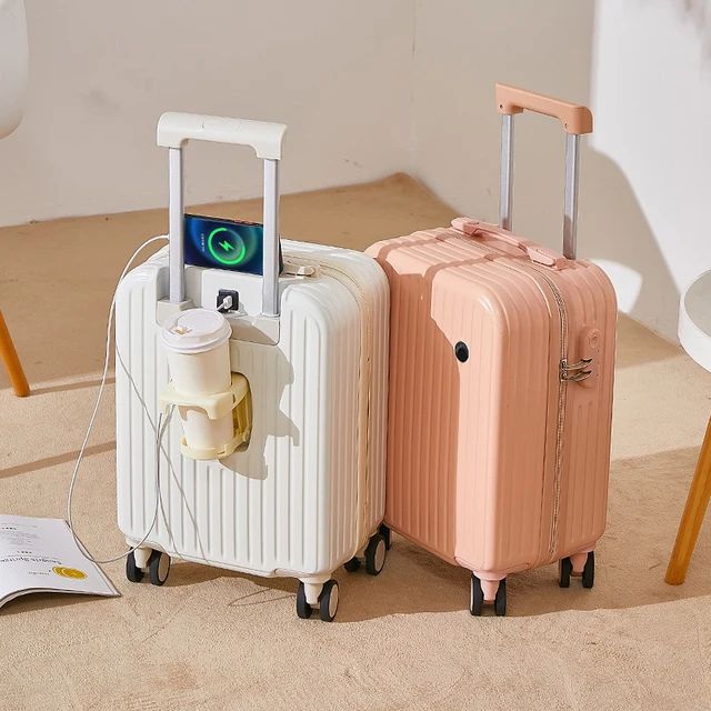 18 Inch Travel Suitcase Multifunctional Suitcase Boarding box Student Trolley Password Case Rolling Luggage Bag with Cup holder AliExpress