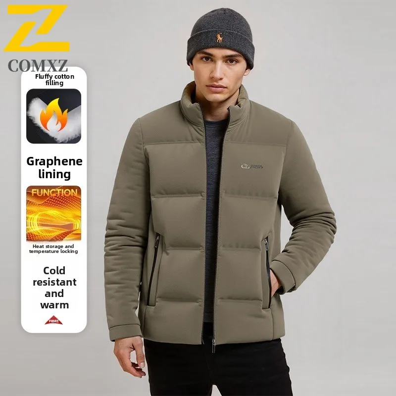

​Men Thermal Cotton Jacke Winter Fashion Windproof Waterproof Solid Color American Style Casual Parka Multi-Pocket Outdoor Coat​