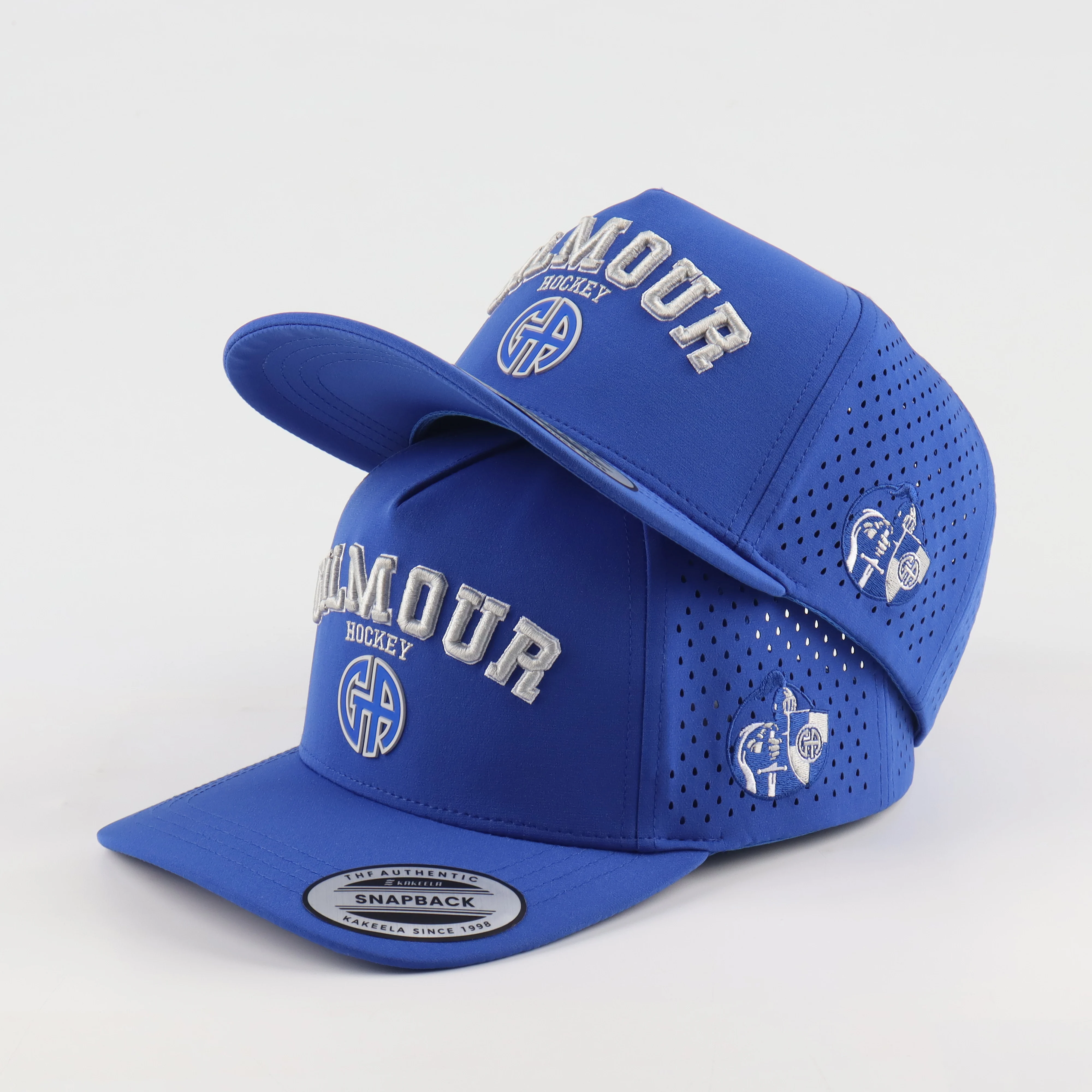 Picture 4: Oem Custom High Quality Men Women White Laser Cut Hole Perforated Dad Hat,5 Panel Curved Brim Woven Patch Logo Rope Baseball Cap