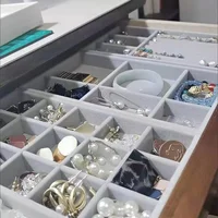 Nouvel organisateur de bijoux, plateau de rangement de bijoux en velours, présentoir d'anneaux, bracelets, colliers, boîte de rangement, vitrine, plateaux d'organisation de tiroir 6