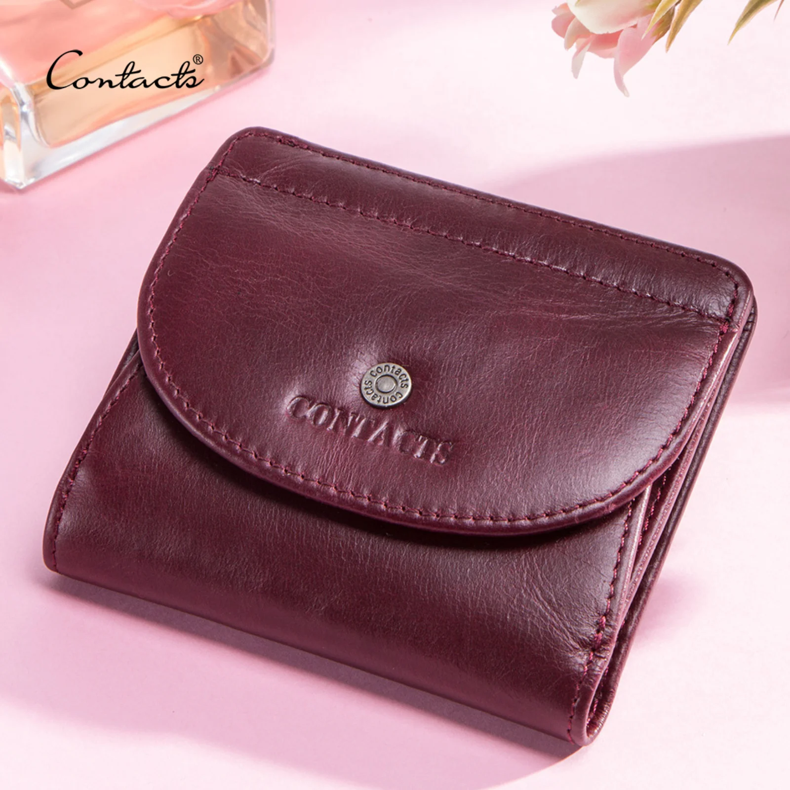 CONTACT'S Women Wallets Card Holder Money Clip Women's Card Wallet Luxury Designer High Quality Female Mini Coin Purse